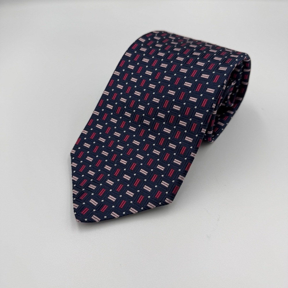Brooks Brothers 346 Men's Silk Tie Geometric Pink Navy Necktie